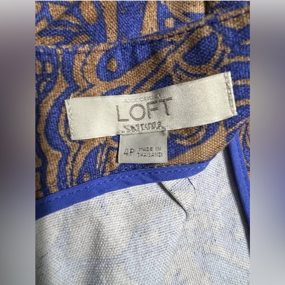 Vtg Pencil Skirt Loft Sz 4P Paisley Floral Blue Brown Preppy Buisness Fall - Picture 7 of 14